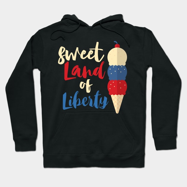 Sweet Land of Liberty USA Flag Retro 4th Of July Gift Hoodie by stayilbee
